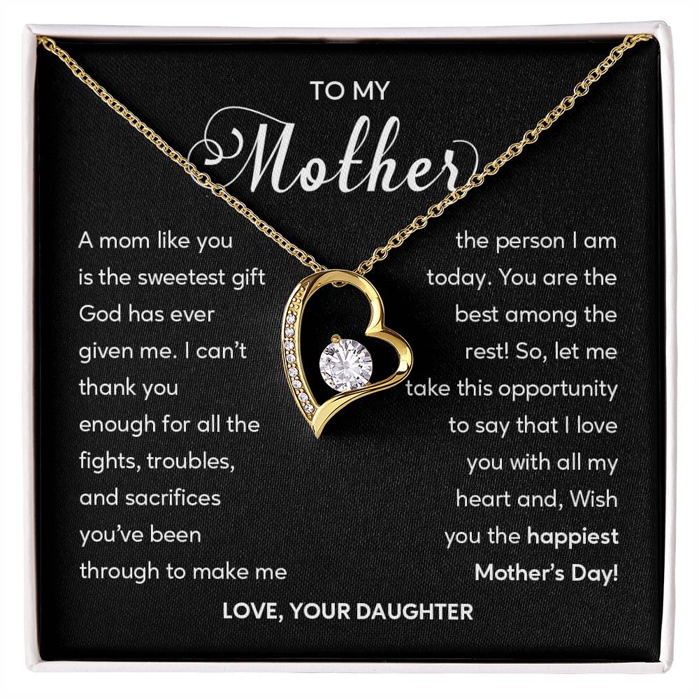Heart Shape Necklace For Mom From Daughter With Gift Box