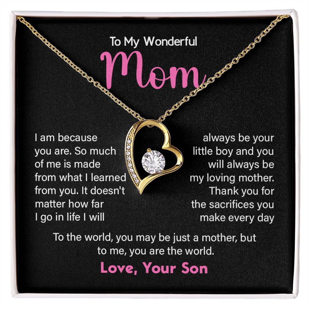 Meaningful Gift for Mom from Son – Heart Necklace with Loving Quote