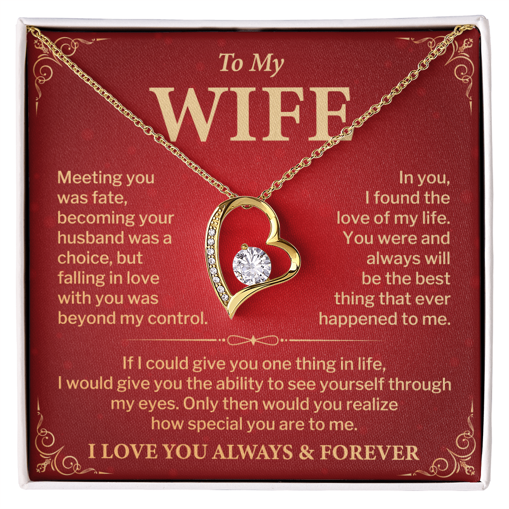 Wife Necklace Gift from Husband – Heart Pendant with Romantic Love Message Card
