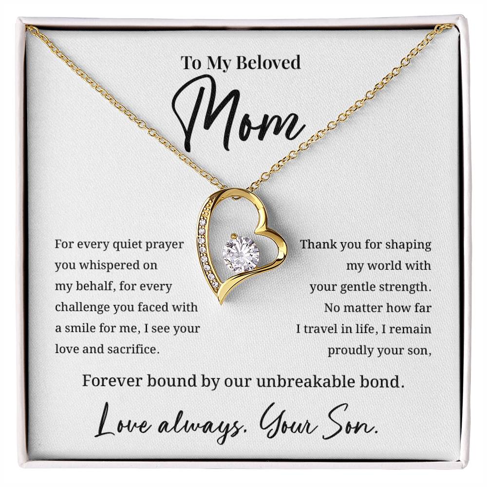 Elegant Necklace for Mom from Son with Heartfelt Message Card