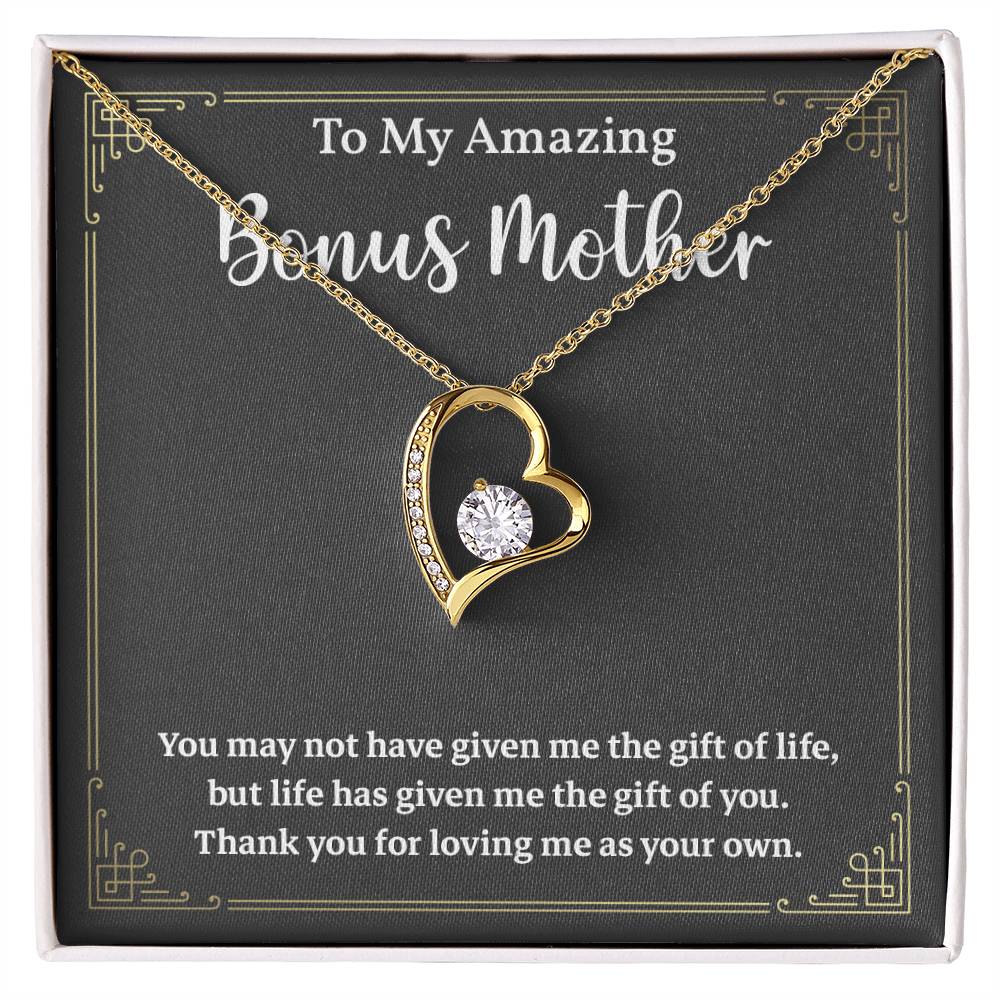 Bonus Mom Necklace Gift Message Card and Gift Box