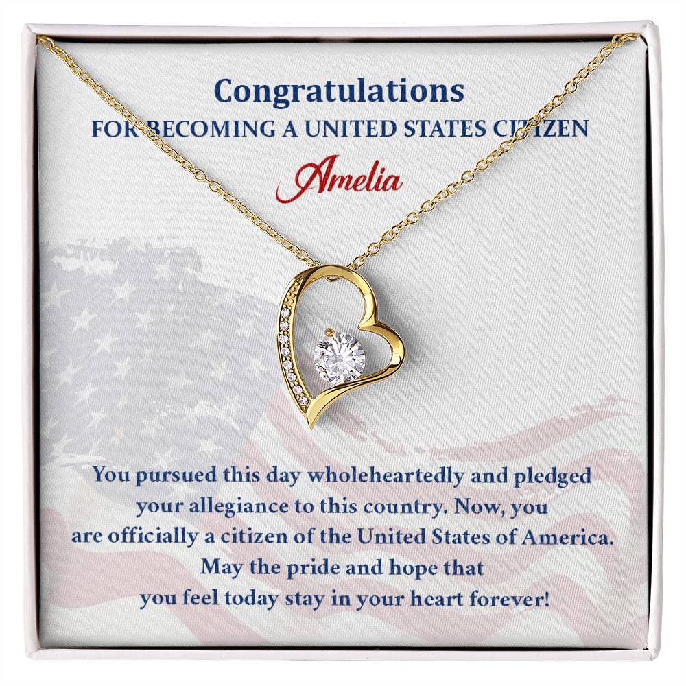 U.S. Citizenship Necklace Gift – Flag Card Keepsake