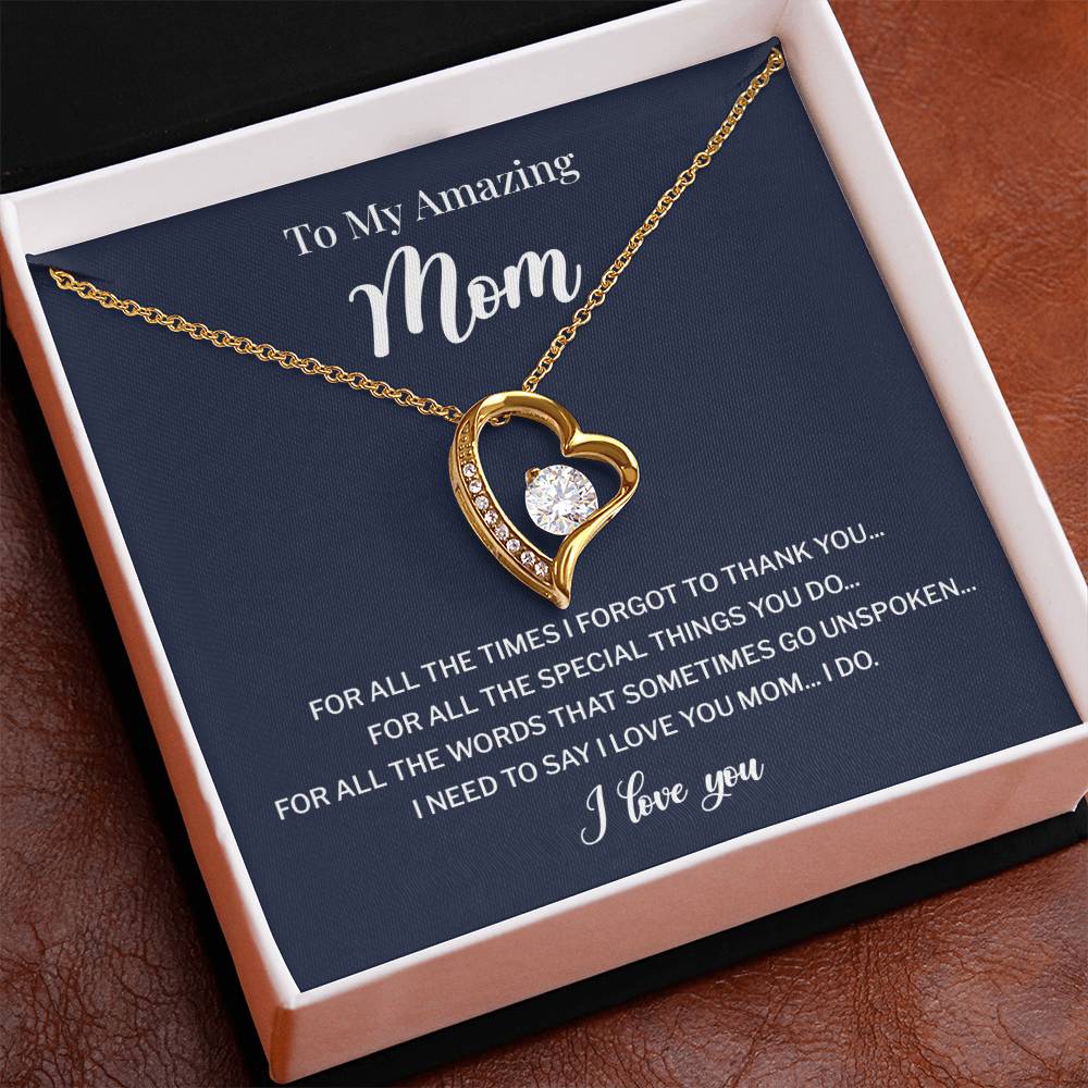 To My Mom Necklace Gift With Thank You Message Card