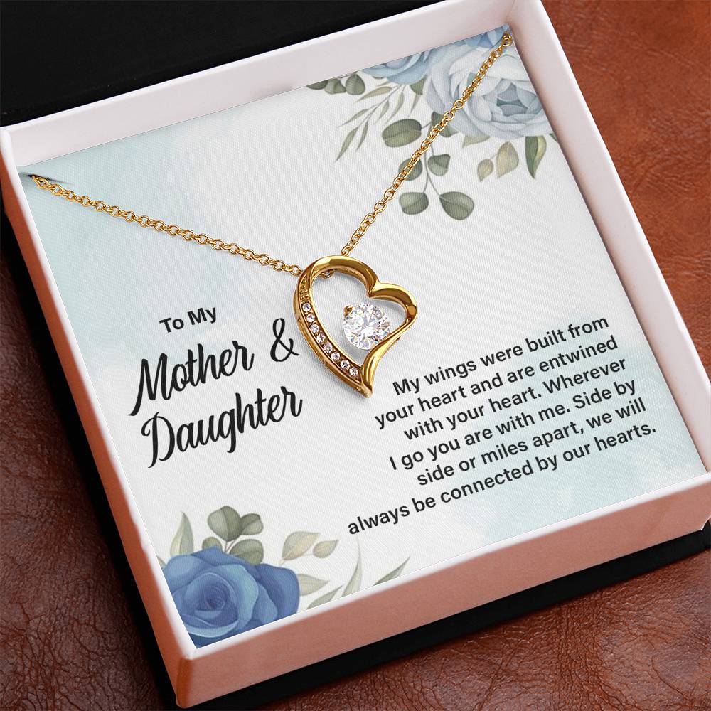 Mother Daughter Heart Necklace with Message Card