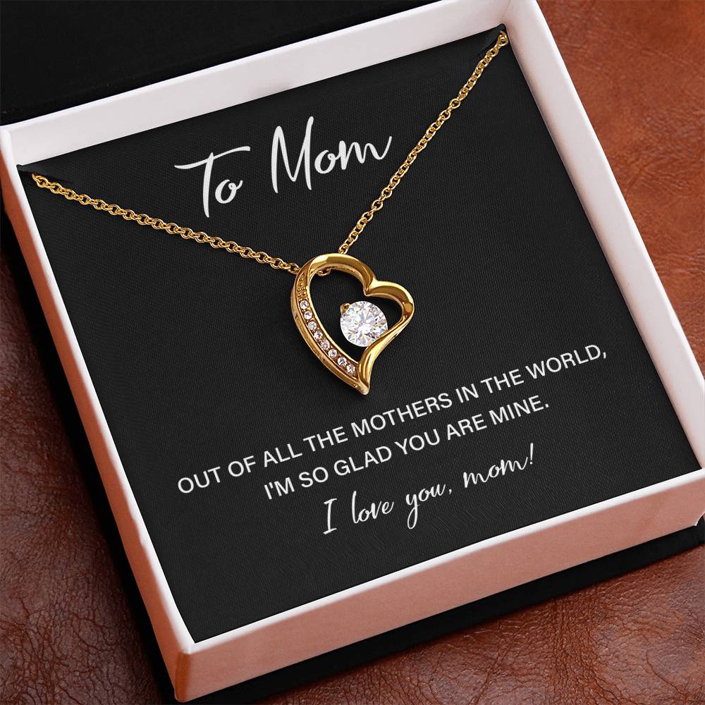 Heart Necklace for Mom With Sweet Love Note and Gift Box