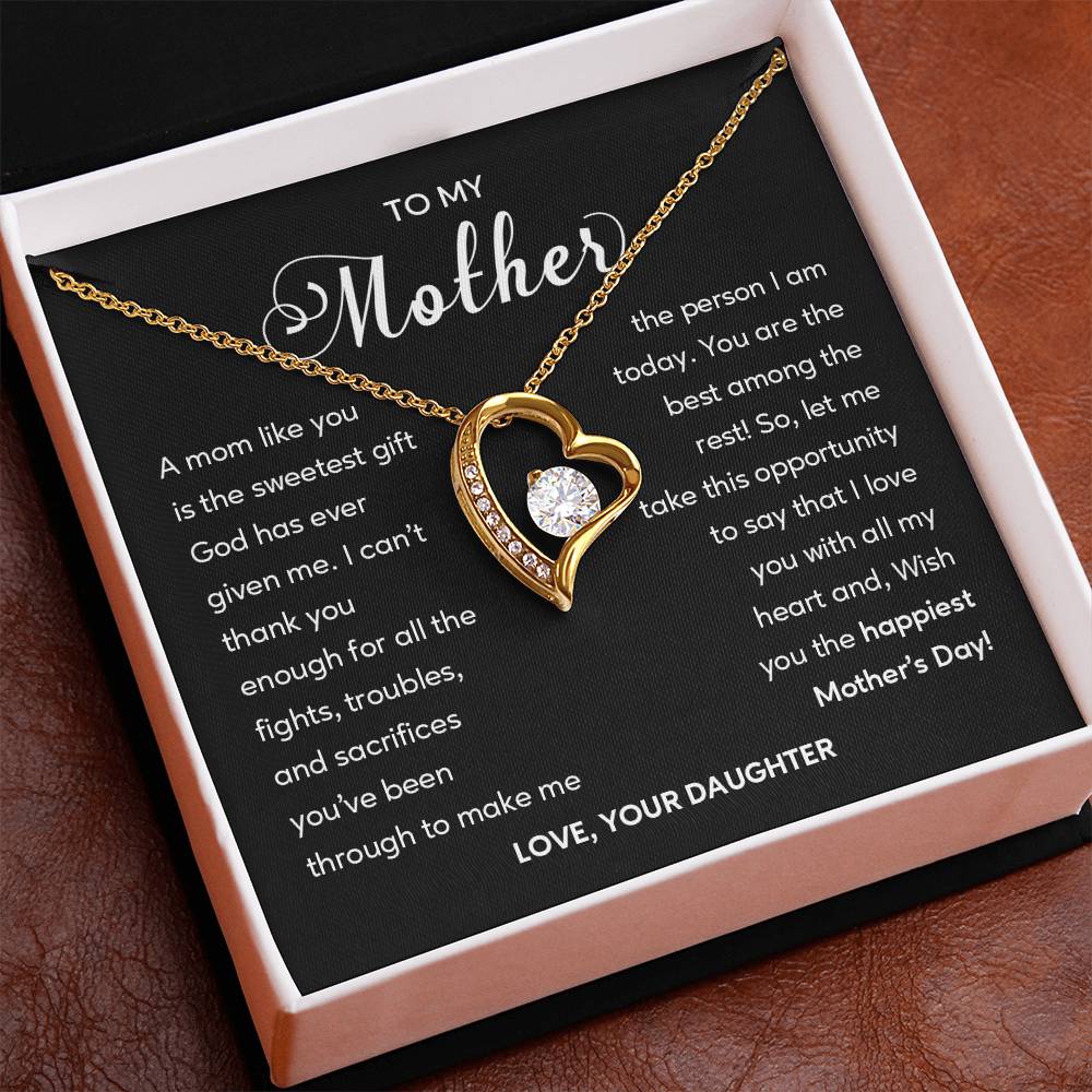 Heart Shape Necklace For Mom From Daughter With Gift Box