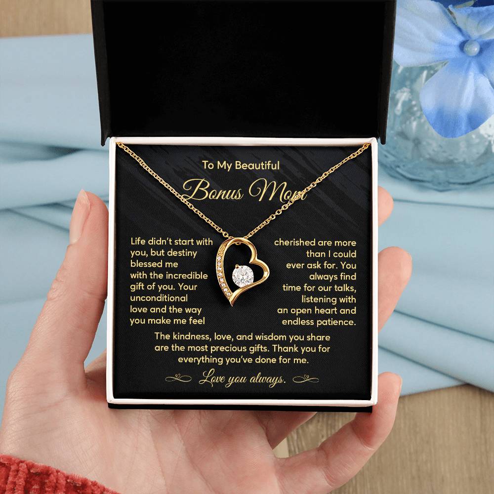 Bonus Mom Necklace Gift with Message from Stepkid