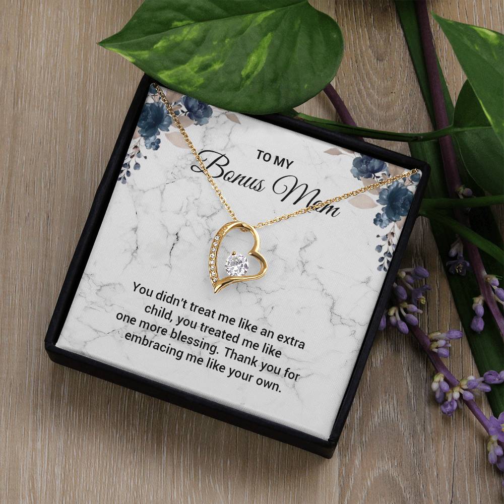 Bonus Mom Heart Necklace Gift with Message Card