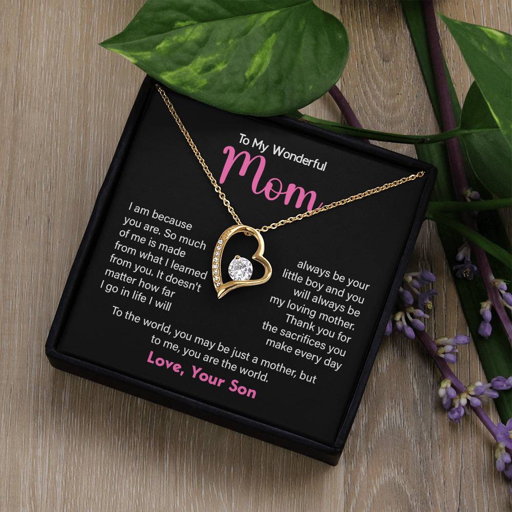 Meaningful Gift for Mom from Son – Heart Necklace with Loving Quote