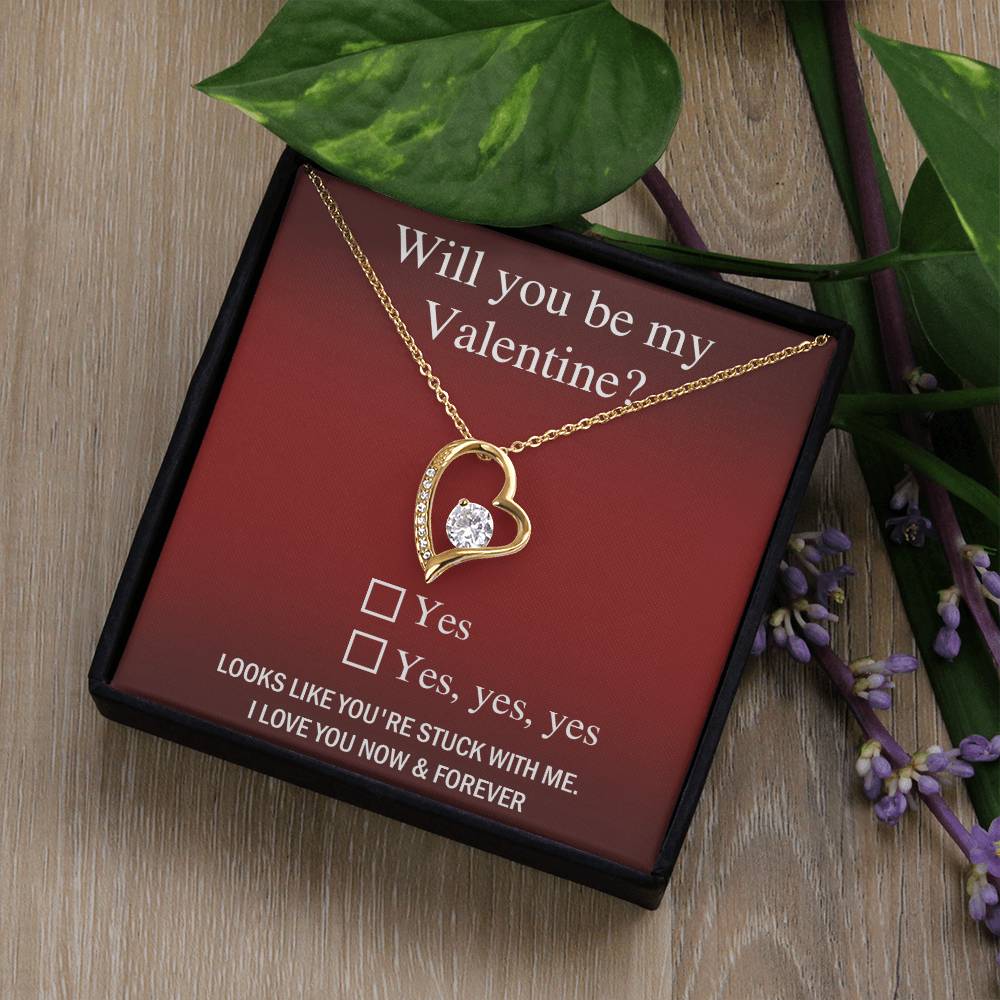 Valentine Heart Necklace Gift with Cute Proposal Card