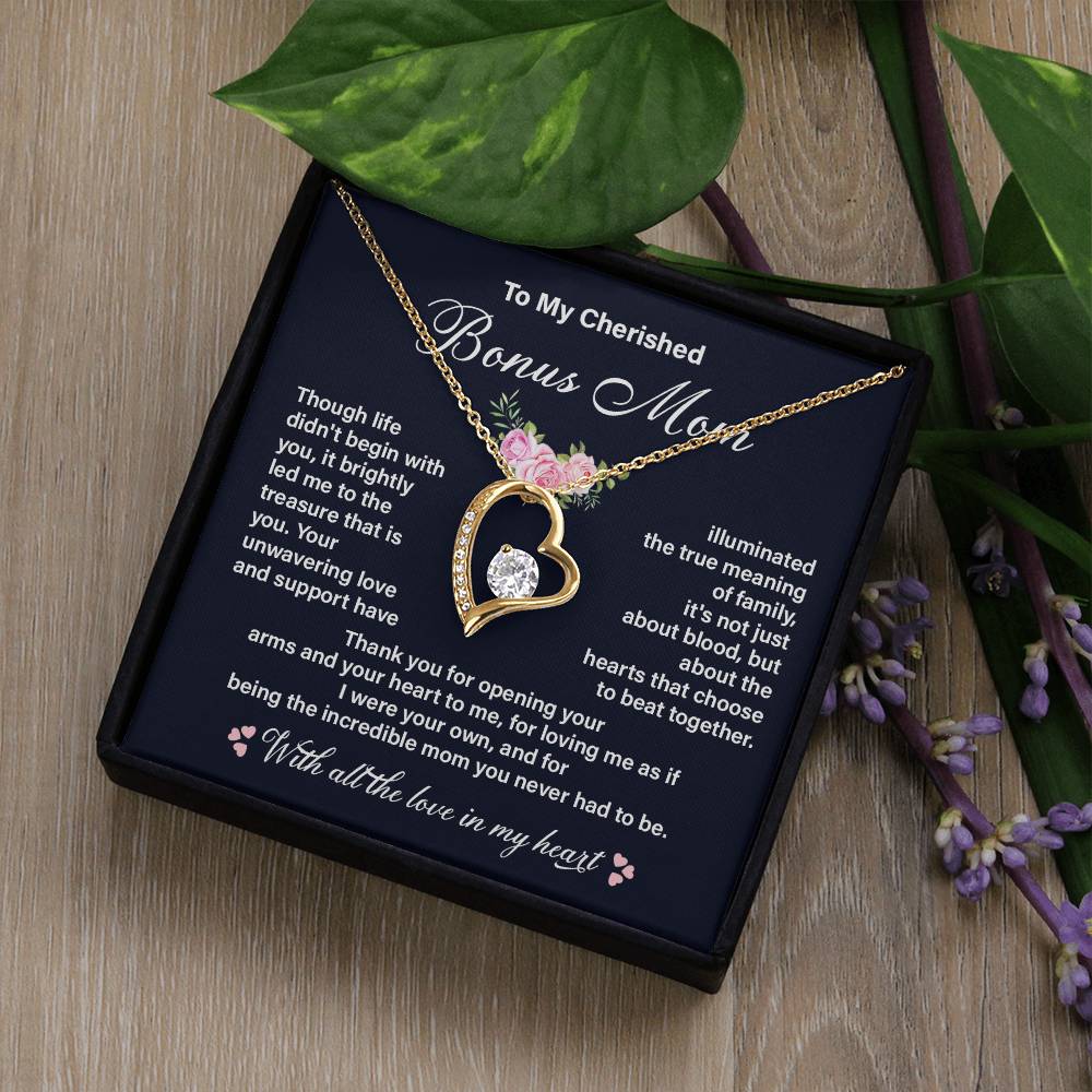 Cherished Bonus Mom Necklace Gift from Daughter