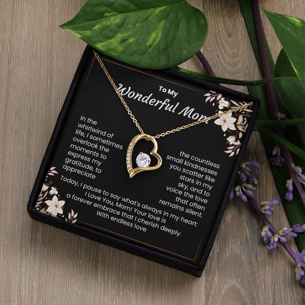 Wonderful Mom Necklace Gift From Children With Message Card