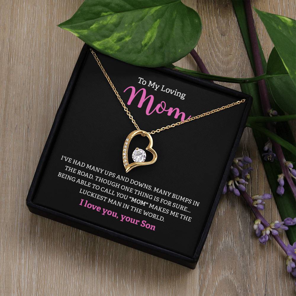 To My Loving Mom Necklace from Son with Message Card Gift Box