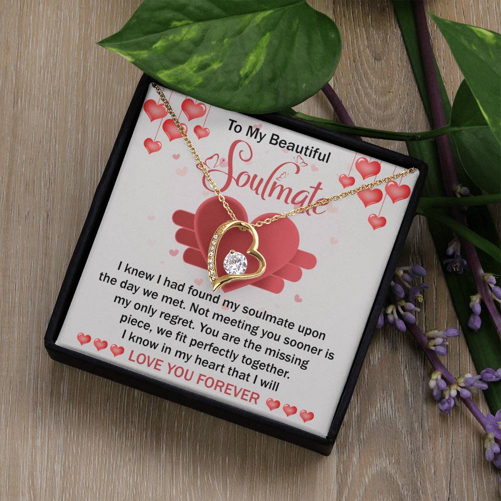 To My Beautiful Soulmate Necklace Gift- I Know I Had Found My Soulmate Upon The Day We Met, Valentine's Day Soulmate Jewelry With A Meaningful Message Card.