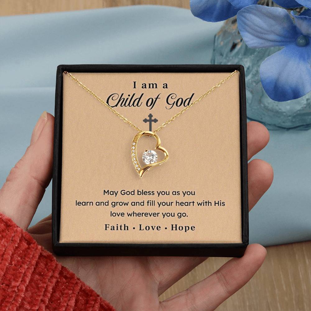 Christian Necklace Gift – I Am a Child of God with Faith Message