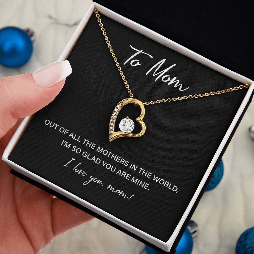 Heart Necklace for Mom With Sweet Love Note and Gift Box