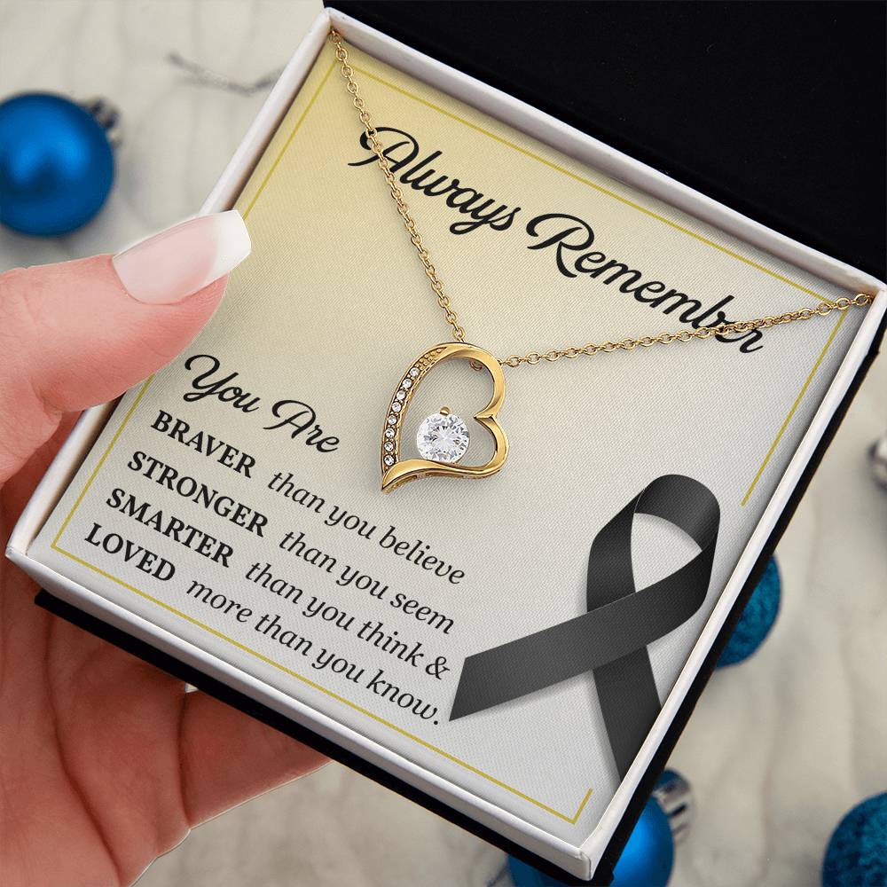 Black Ribbon Grief Support Necklace for Women