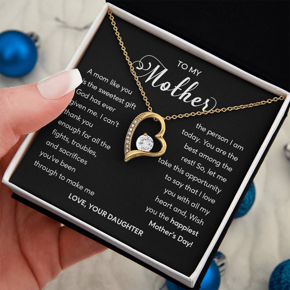 Heart Shape Necklace For Mom From Daughter With Gift Box