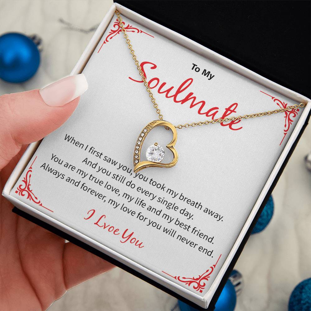 Soulmate Necklace Gift for Wife – I Love You Message Card
