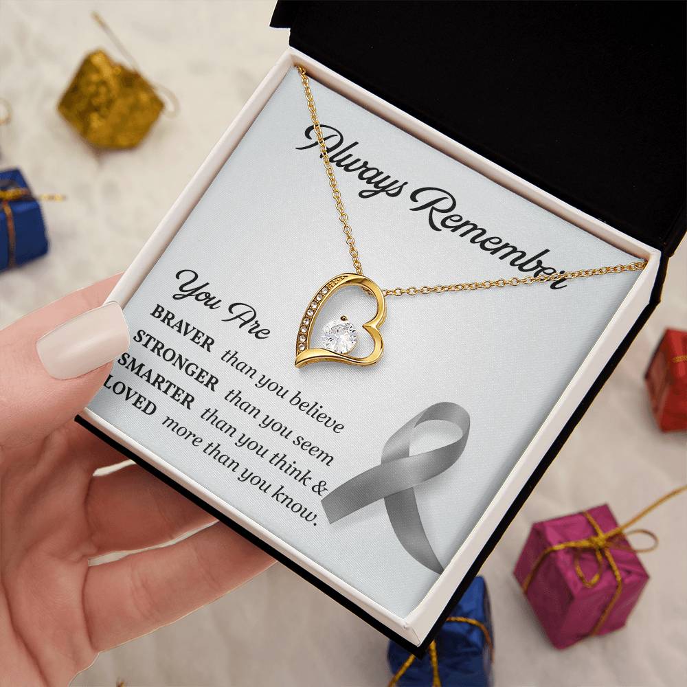 Cancer Memorial Necklace with Gray Ribbon Card