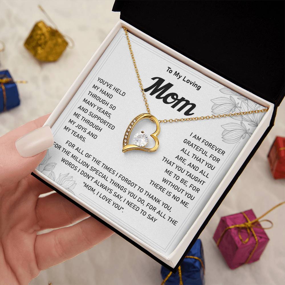 Heart Necklace Gift for Loving Mom from Daughter or Son