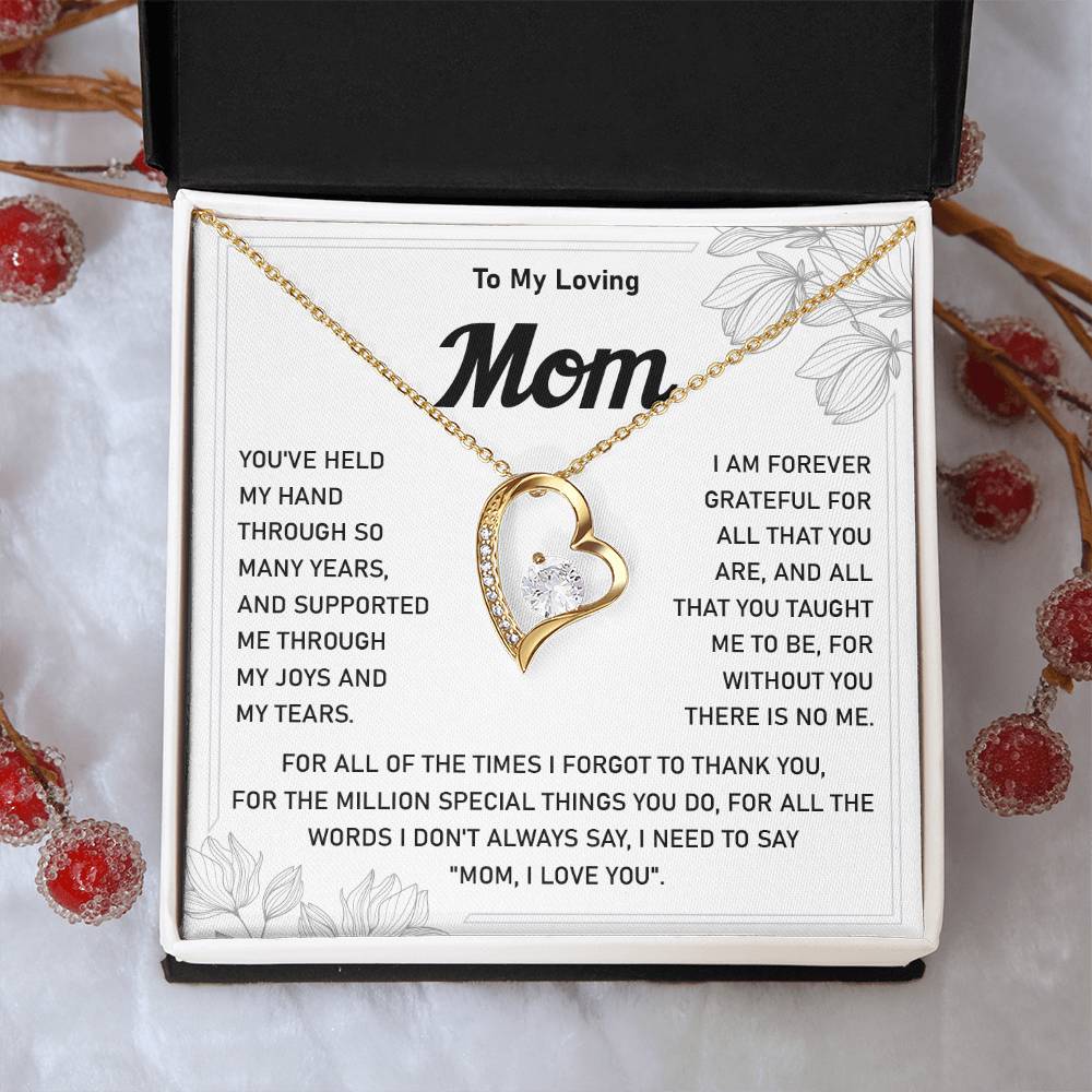 Heart Necklace Gift for Loving Mom from Daughter or Son