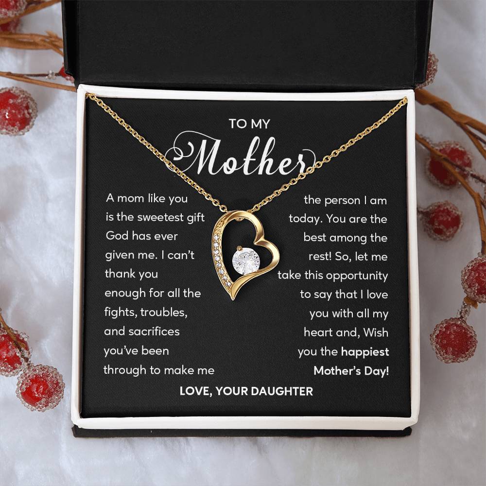 Heart Shape Necklace For Mom From Daughter With Gift Box
