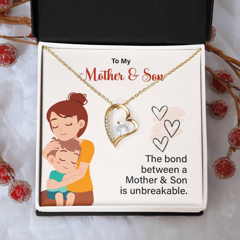Mother and Son Necklace Gift with Unbreakable Bond Card