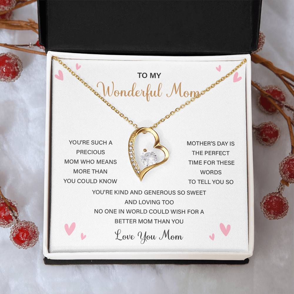 Love Shape Necklace Gift for Mom With Sweet Card & Box