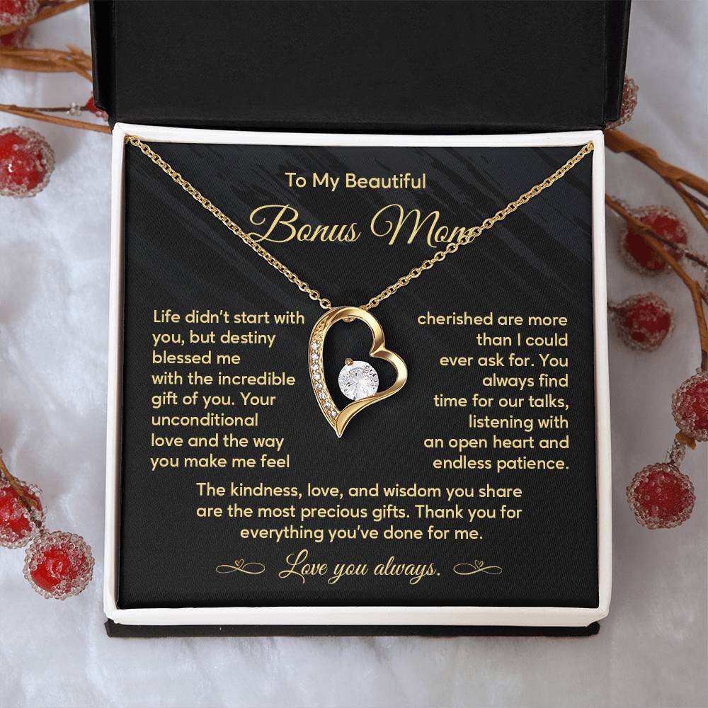 Bonus Mom Necklace Gift with Message from Stepkid