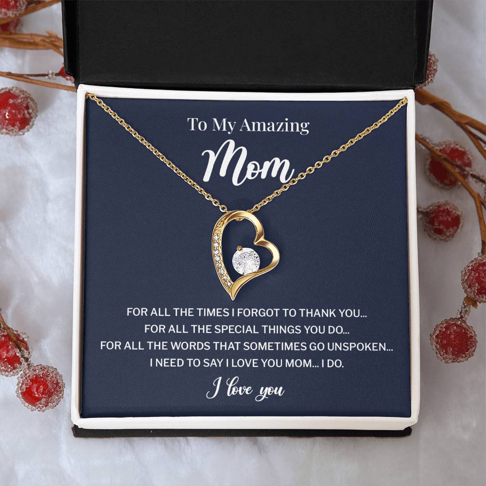 To My Mom Necklace Gift With Thank You Message Card