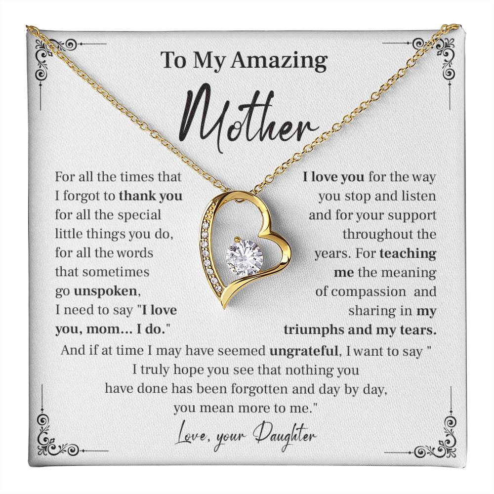 Mother Necklace Gift from Daughter with Message Card
