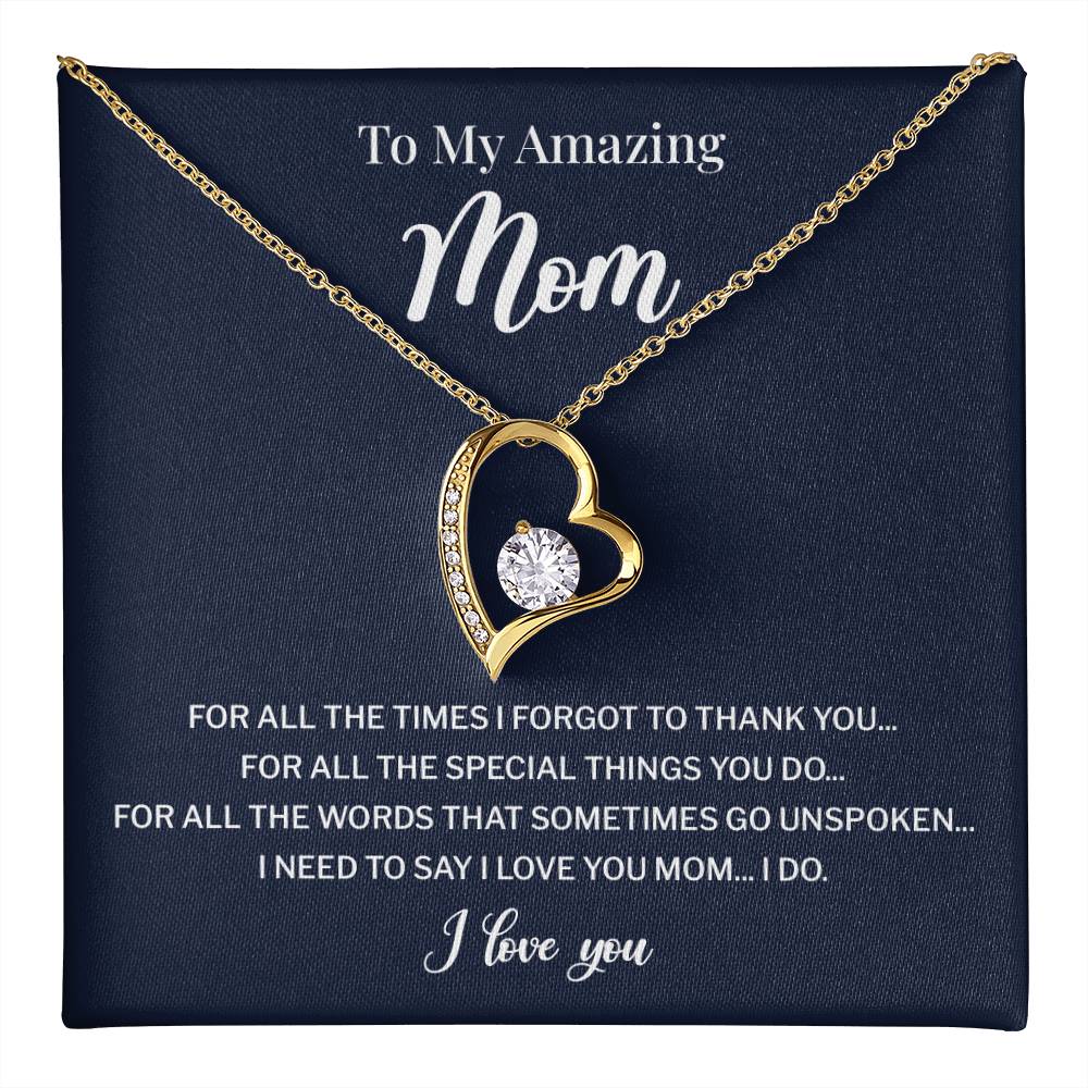 To My Mom Necklace Gift With Thank You Message Card