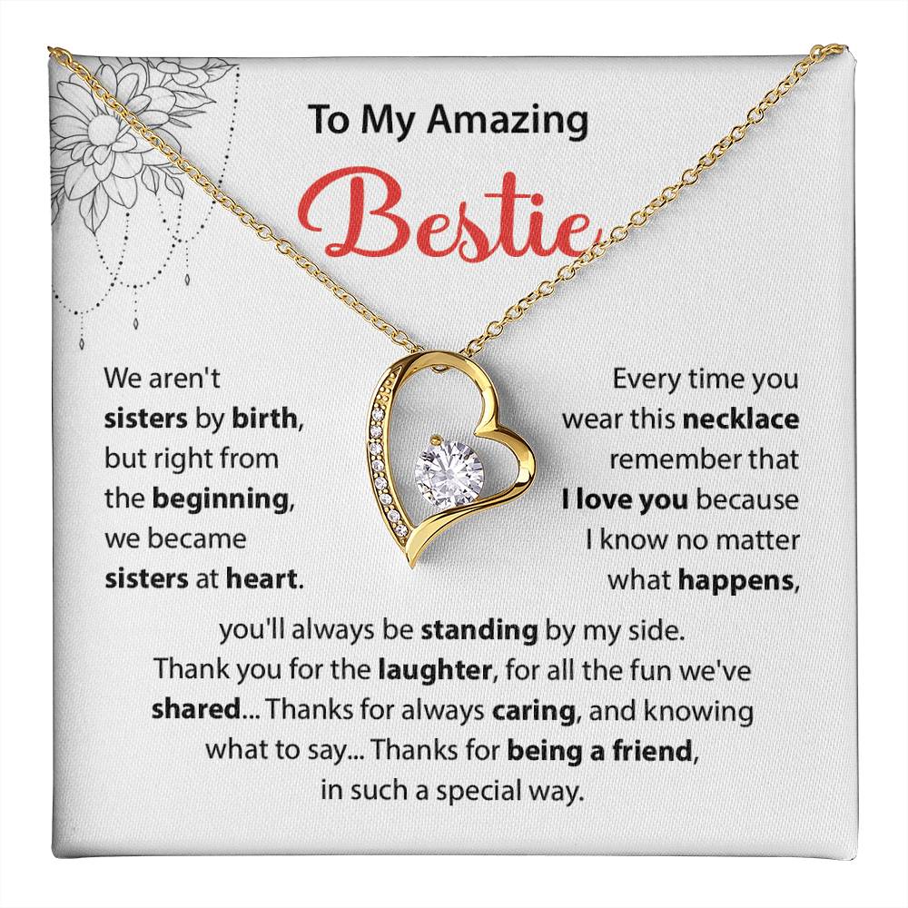 Bestie Heart Necklace Gift with Friendship Note