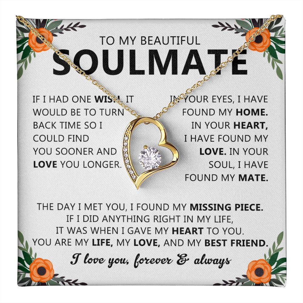Soulmate Heart Pendant Necklace with Love Note