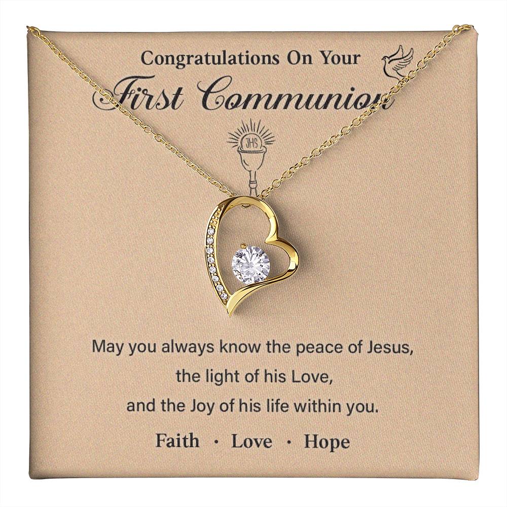 First Communion Necklace Gift with Message Card