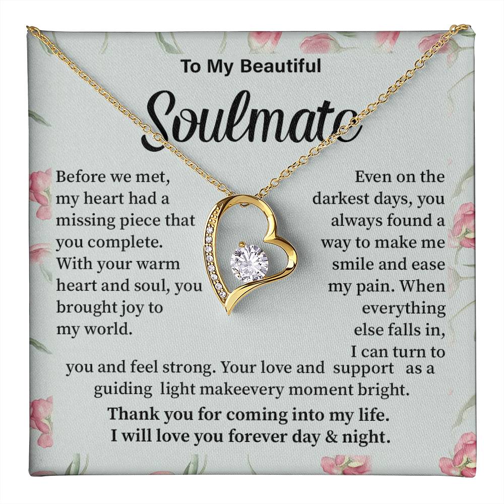 Soulmate Necklace Gift for Her – Romantic Message Card