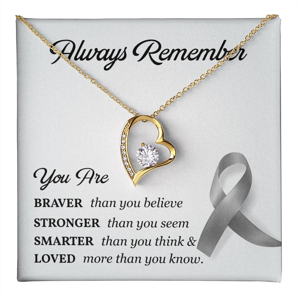 Cancer Memorial Necklace with Gray Ribbon Card