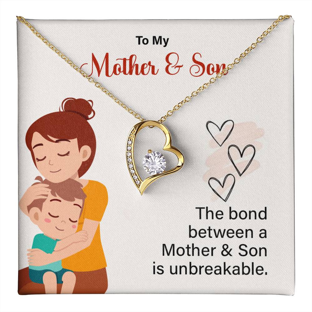 Mother and Son Necklace Gift with Unbreakable Bond Card
