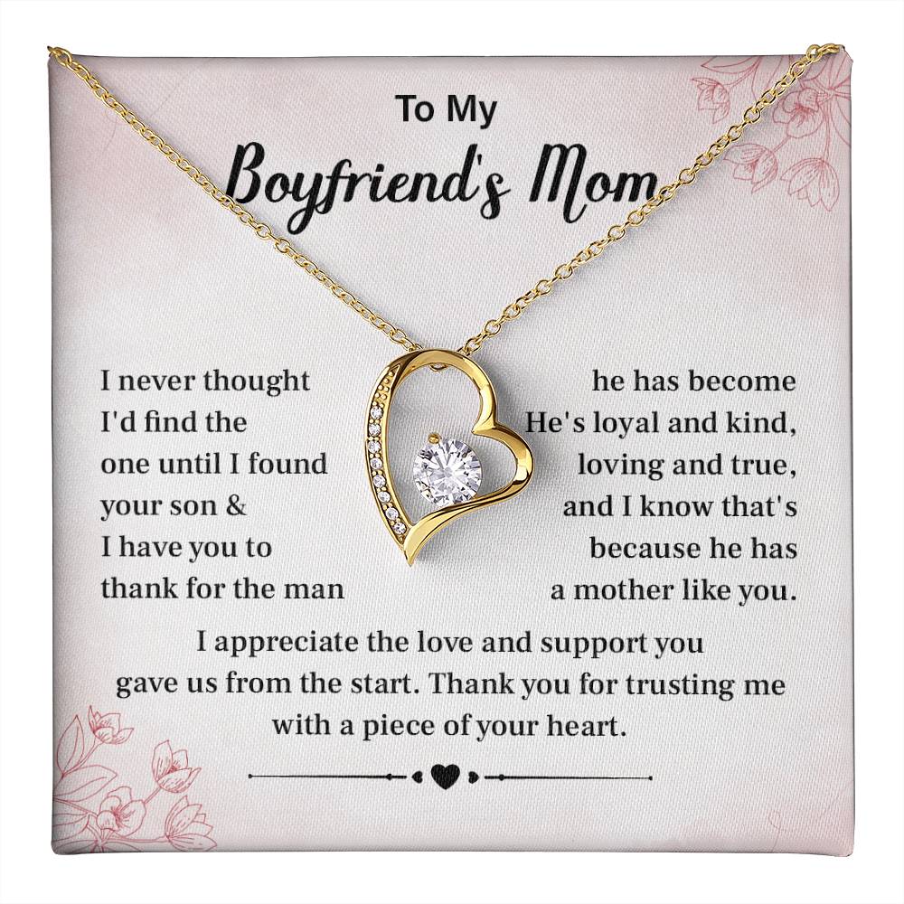 Boyfriend’s Mom Gift Necklace with Heartfelt Card