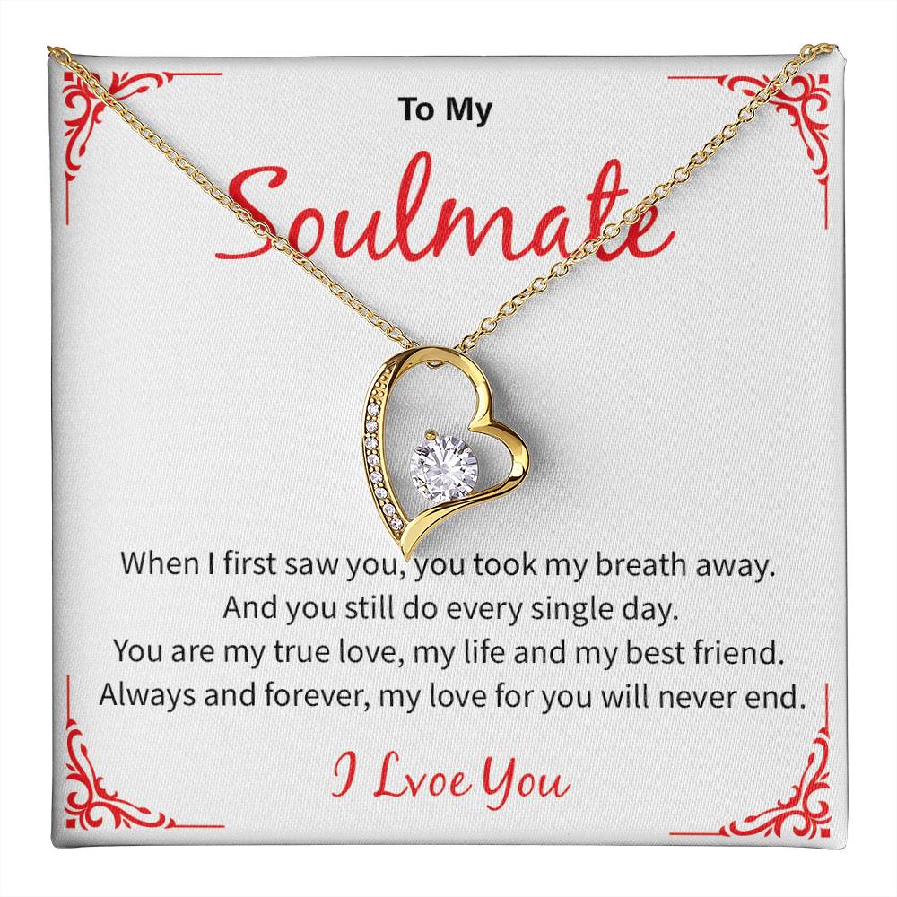 Soulmate Necklace Gift for Wife – I Love You Message Card