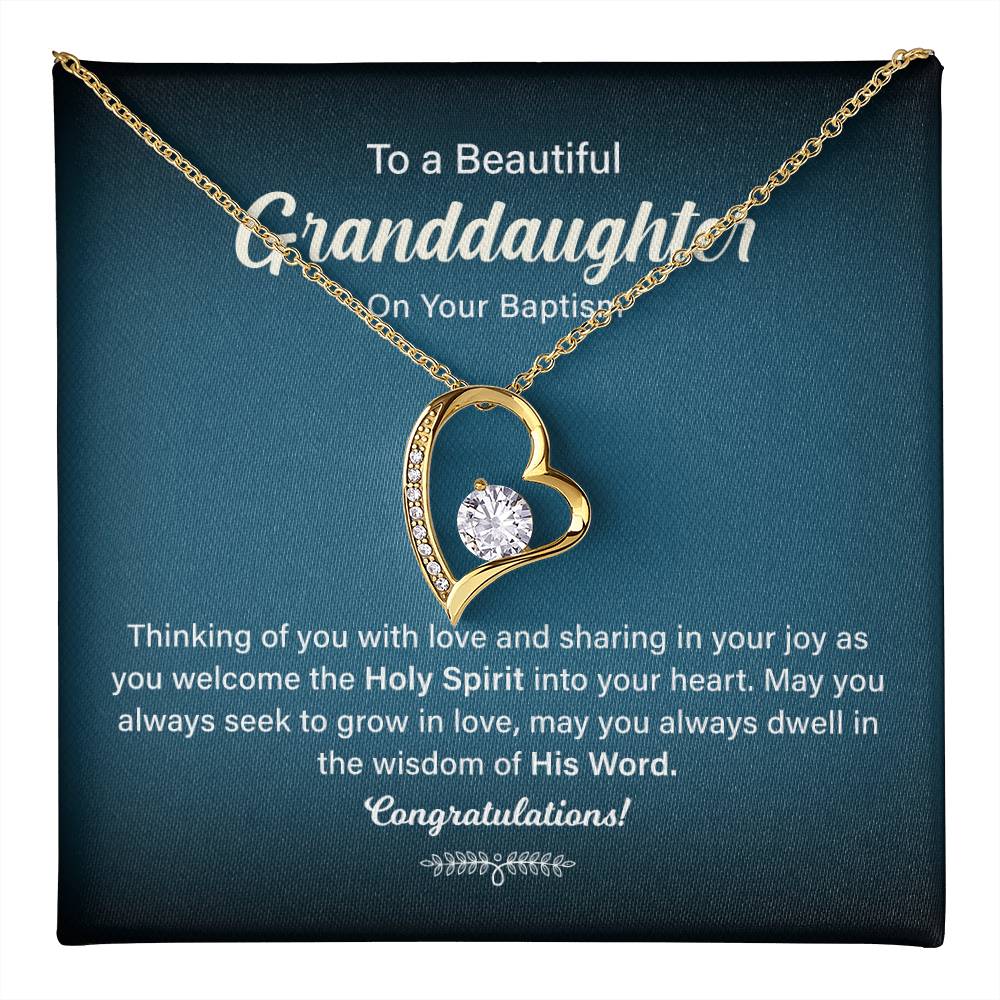 Granddaughter Baptism Necklace Gift with Message Card