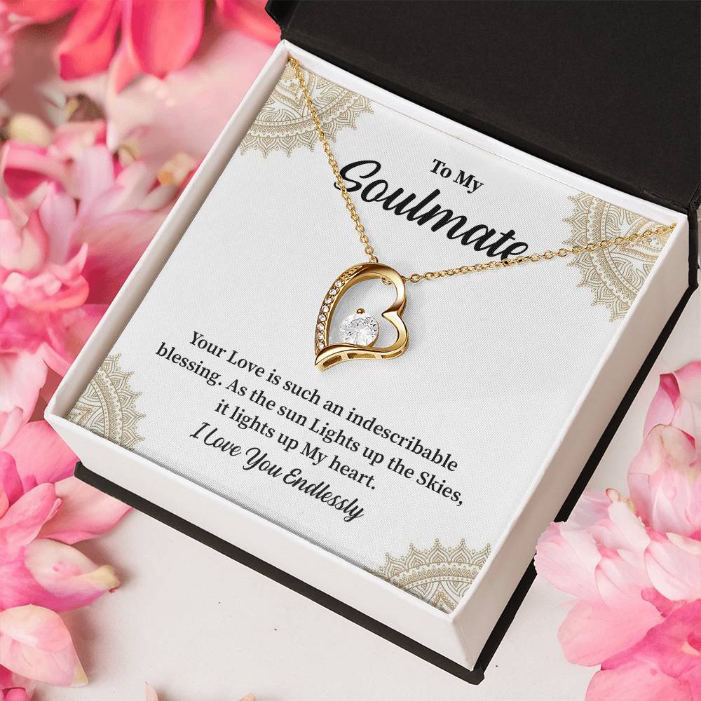 Soulmate Gift for Her with Heart Pendant Message