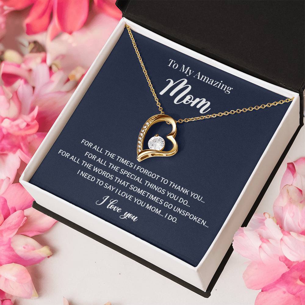 To My Mom Necklace Gift With Thank You Message Card