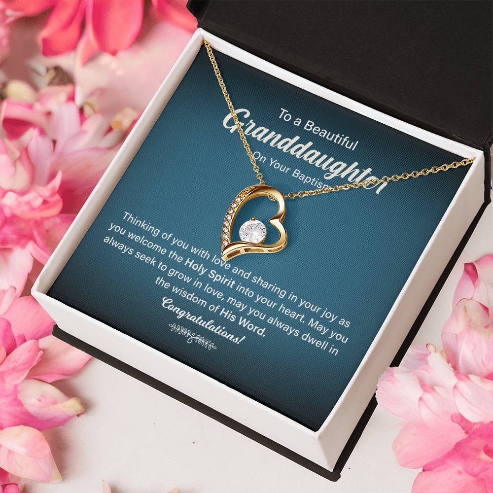 Granddaughter Baptism Necklace Gift with Message Card