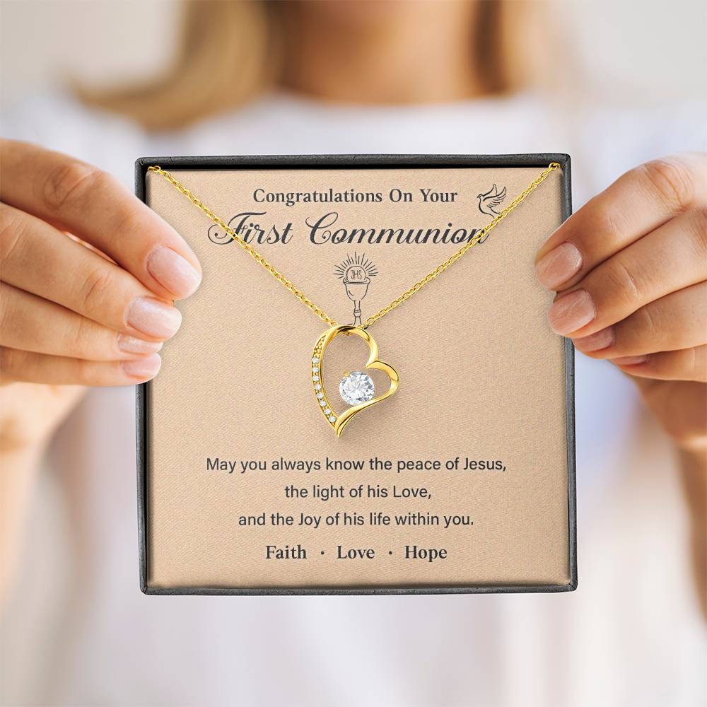 First Communion Necklace Gift with Message Card