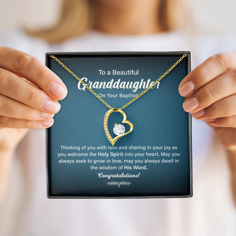 Granddaughter Baptism Necklace Gift with Message Card