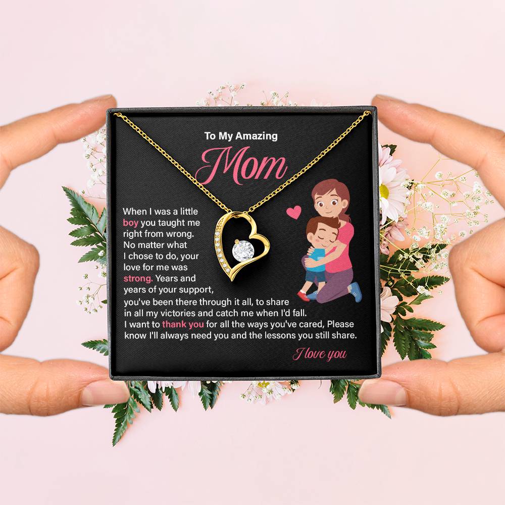 Heart Necklace Gift for Mom from Son – Thank You Mom