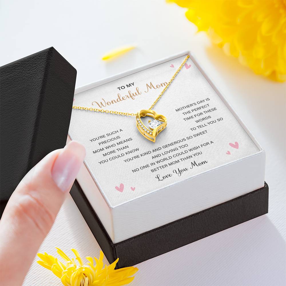 Love Shape Necklace Gift for Mom With Sweet Card & Box
