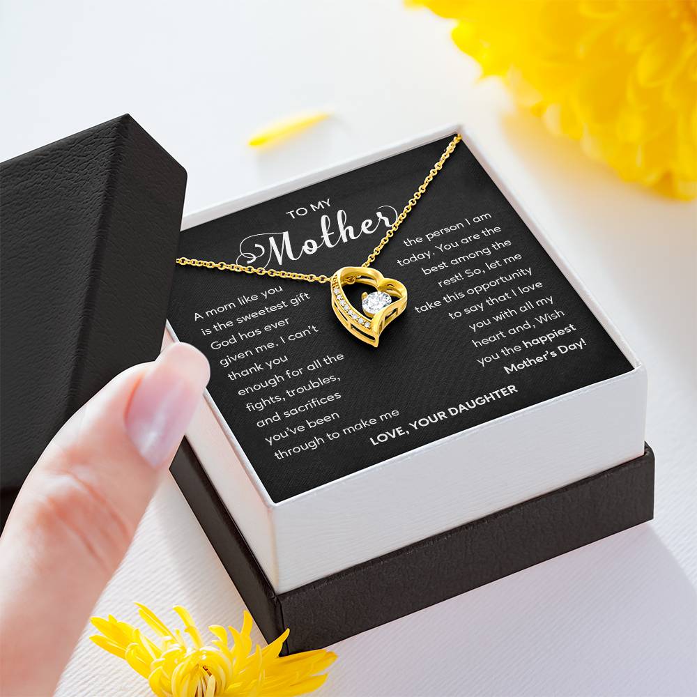 Heart Shape Necklace For Mom From Daughter With Gift Box